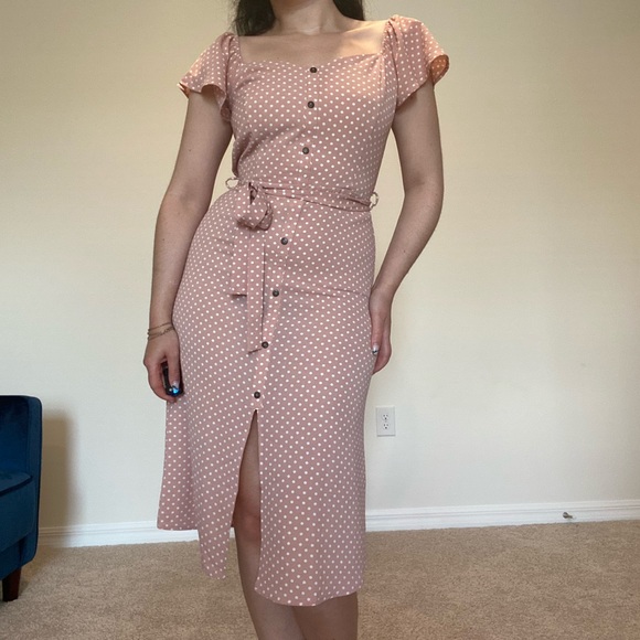 Monteau Dresses & Skirts - Monteau Pink Polka dot dress